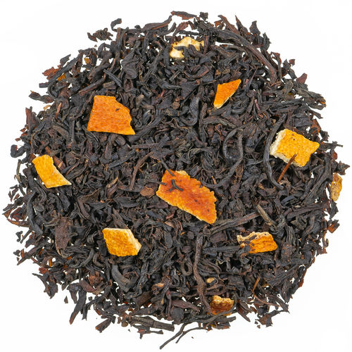 Black tea blend with orange peel, flavoured.