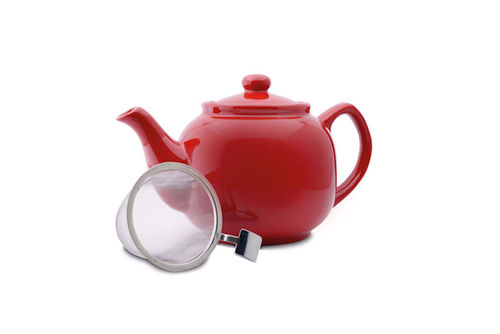 Shamila® - 1.2 litre teapot red with insert strainer. Material: ceramic, dishwasher safe.